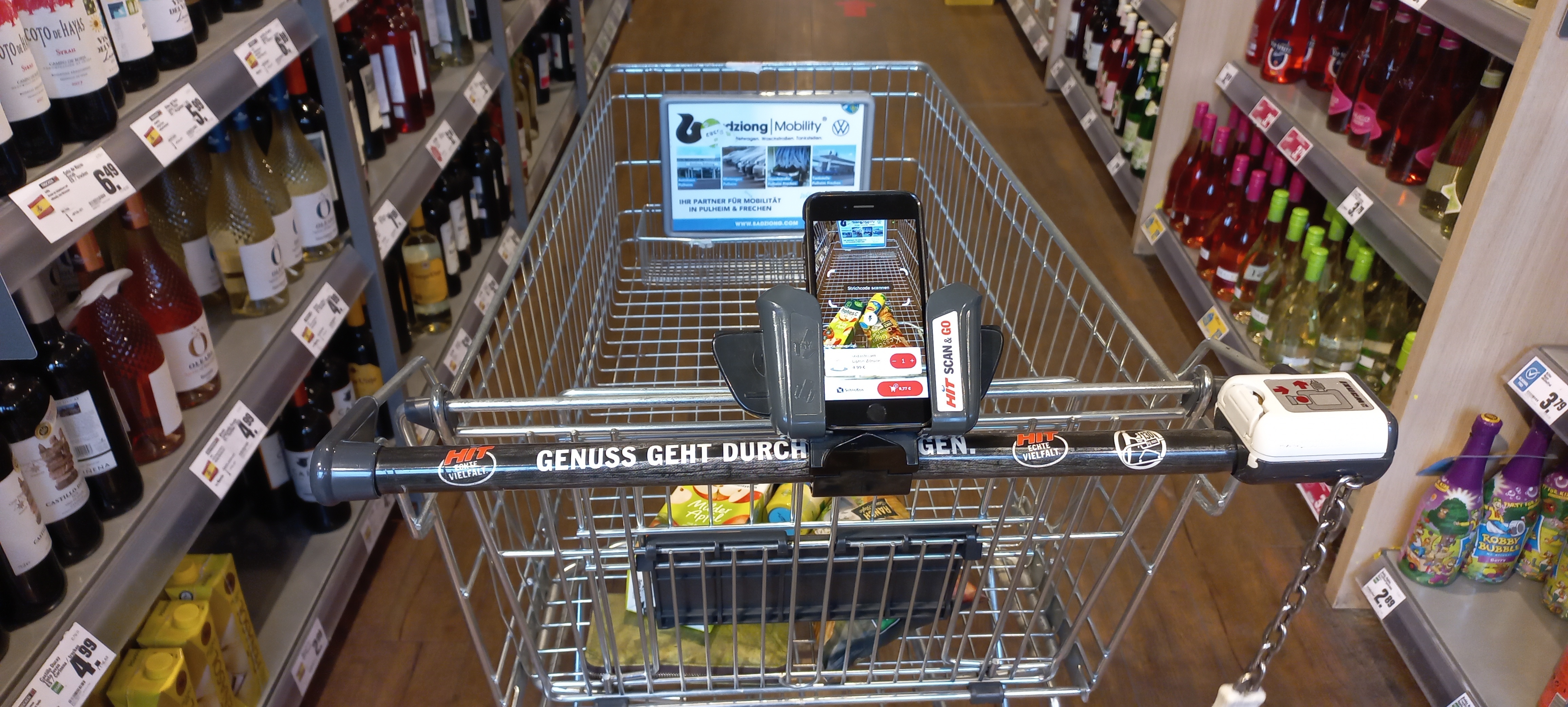 Smartphone on shopping cart